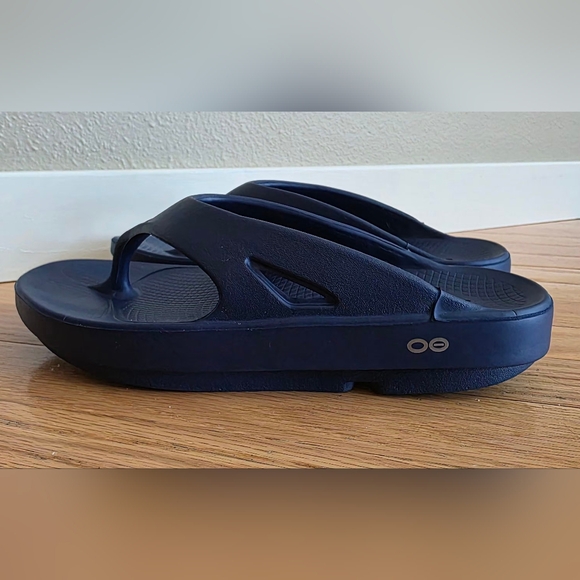 Oofos Original Men's 8 Navy Sport Slide Flip Flop Sandals - Picture 4 of 11